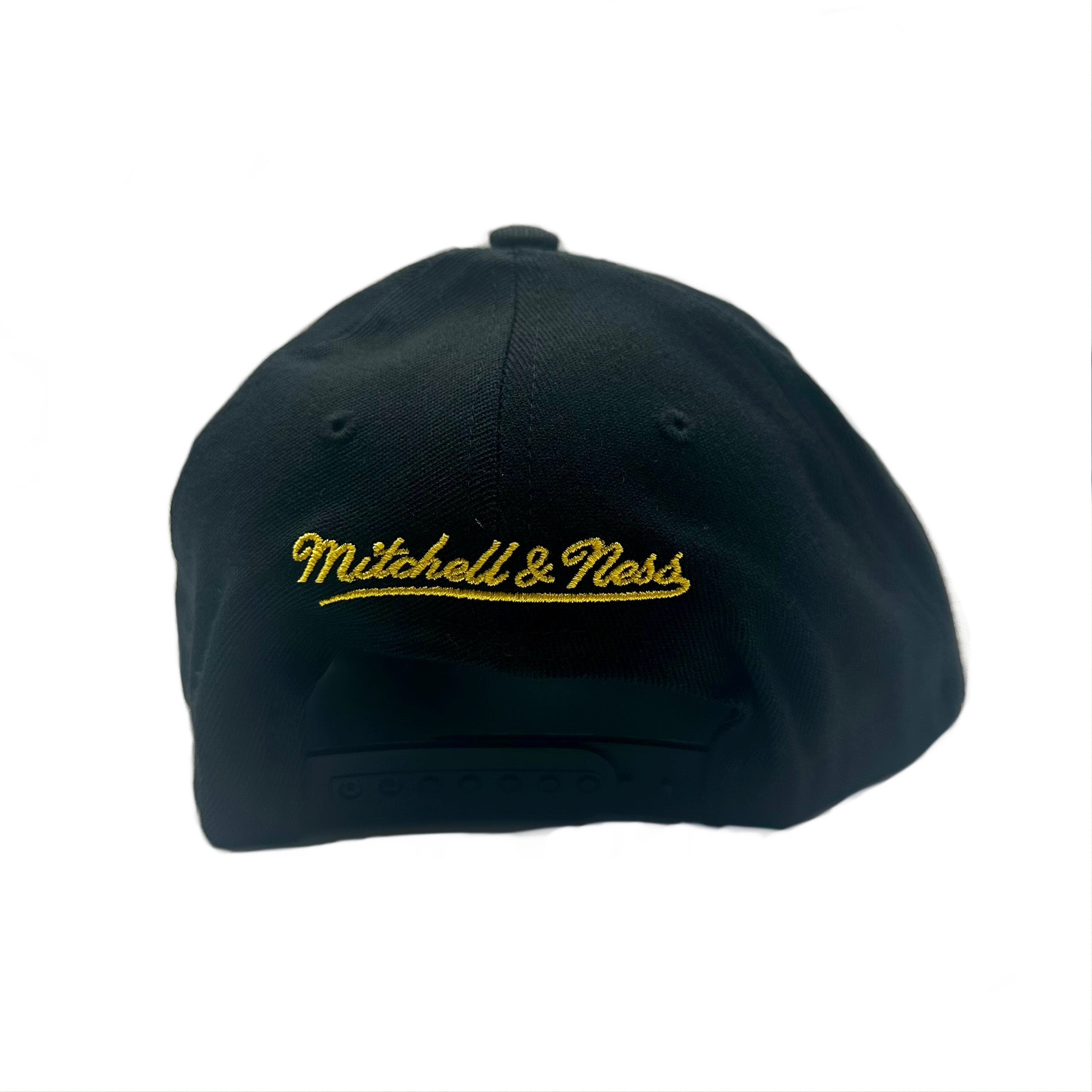 Golden State Warriors Hat - Black NBA Line Work Snapback Cap - Mitchell & Ness